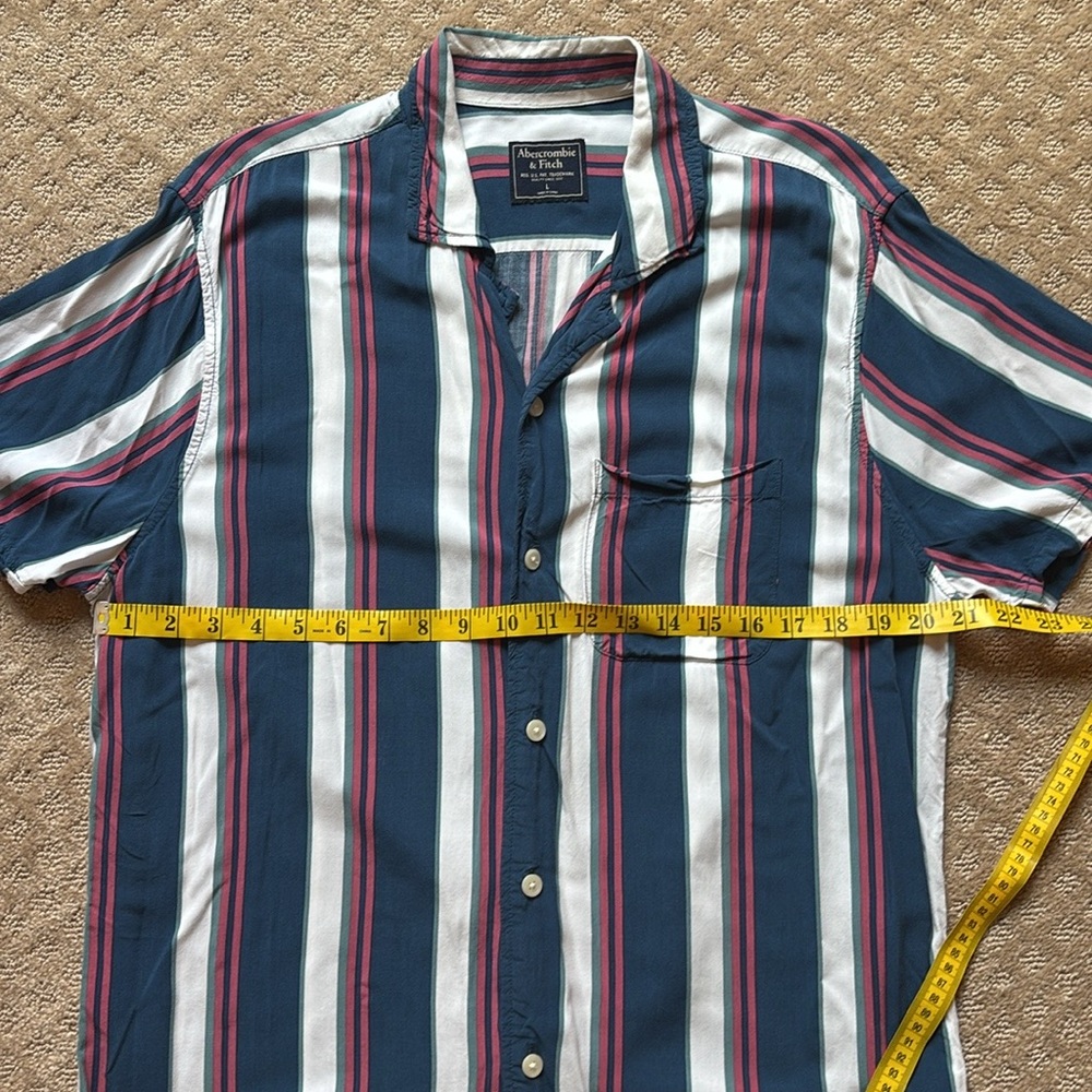 Abercrombie & Fitch Red, Blue, and White Striped Casual Shirt - Picture 6 of 10